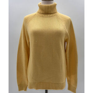 Lands' End Petite Yellow Cable Knit/Ribbed Turtle Neck Sweater- PM